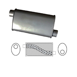Universal Muffler 2" Offset/Offset - 8" x 4" x 16" Long OVAL - Megaflow