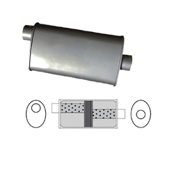 Universal Muffler 2.25" Offset/Centre - 8" x 4" x 14" Long OVAL - Chambered