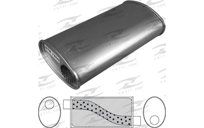 Universal Muffler 2.25" Offset/Offset - 8" x 4" x 14" Long OVAL - Megaflow