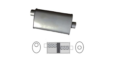 Universal Muffler 2.25" Offset/Centre - 8" x 4" x 16" Long OVAL - Baffled