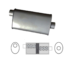 Universal Muffler 2.25" Offset/Centre - 8" x 4" x 16" Long OVAL - Baffled