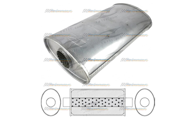 Universal Muffler 2.5" Centre/Centre - 8" x 4" x 14" Long OVAL - Megaflow