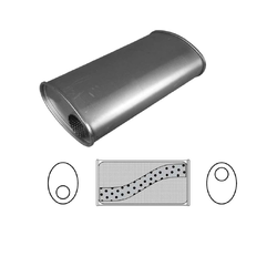 Universal Muffler 2.5" Offset/Offset - 8" x 4" x 14" Long OVAL - Megaflow