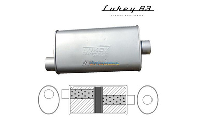 LUKEY 63 sports muffler 2" piping 14" long 8" x 4" offset/centre 