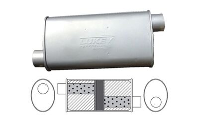 Universal Muffler 2" Offset/Offset - 8" x 4" x 16" Long OVAL - Chambered