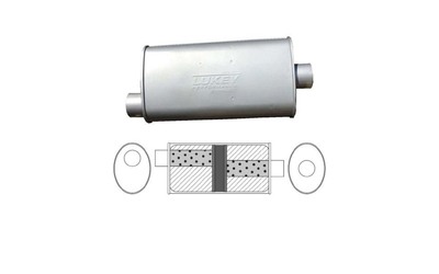 Universal Muffler 2.25" Offset/Centre - 8" x 4" x 14" Long OVAL - Chambered