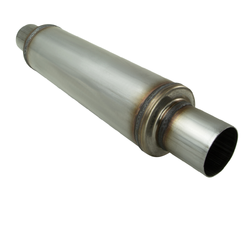 Universal Muffler 2.5" Centre/Centre - 14" Long x 4" ROUND - Megaflow