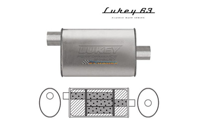 LUKEY 63 Aluminised Muffler 2.25" O/C 14" long 10 x 4 Triflow