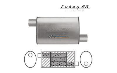 LUKEY 63 Aluminised Muffler 2.25" O/O 14" long 10 x 4 Triflow 