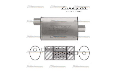 LUKEY 63 Aluminised Muffler 2.5" O/O 16" long 10 x 4 Triflow     