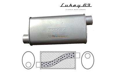 LUKEY 63 Aluminised Muffler 2" O/O 16" long 8 x 4 Megaflow     