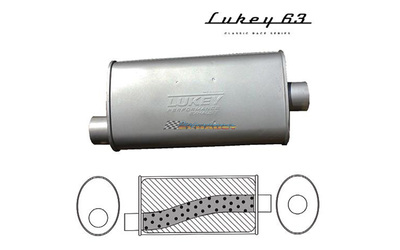 LUKEY 63 Aluminised Muffler 2" O/C 16" long 8 x 4 Megaflow     