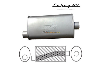 LUKEY 63 Aluminised Muffler 2.25" O/O 14" long 8 x 4 Megaflow