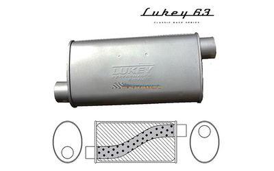 LUKEY 63 Aluminised Muffler 2.5" O/O 14" long 8 x 4 Megaflow