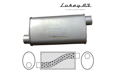 LUKEY 63 Aluminised Muffler 2.5" O/O 14" long 8 x 4 Megaflow     