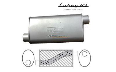 LUKEY 63 Aluminised Muffler 2.5" O/O 14" long 8 x 4 Megaflow      