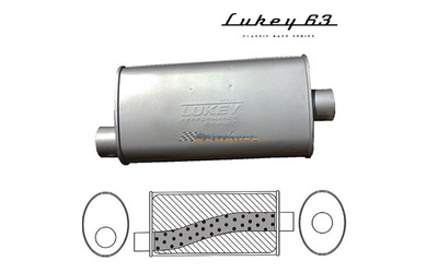 LUKEY 63 Aluminised Muffler 2.5" O/C 14" long 8 x 4 Megaflow       