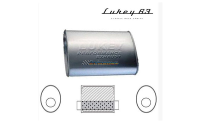 LUKEY 63 Aluminised Muffler 2.5" O/O Same side 11" long 10 x 4.5 oval Megaflow