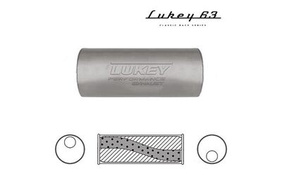 LUKEY 63 Aluminised Muffler 2.5"O/O 16" long 6" round Megaflow