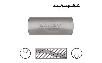 LUKEY 63 Aluminised Muffler 2.5"O/O 16" long 6" round Megaflow 