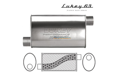LUKEY 63 Aluminised Muffler 2.5" O/O 14" long 10 x 4 Megaflow