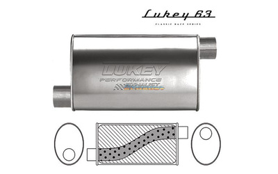 LUKEY 63 Aluminised Muffler 2.5" O/O 14" long 10 x 4 Megaflow             