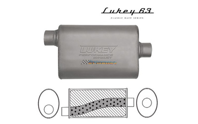 LUKEY 63 Aluminised Muffler 3" O/C 14" long 10 x 4.5 Megaflow
