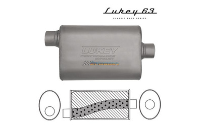 LUKEY 63 Aluminised Muffler 3" O/C 14" long 10 x 4.5 Megaflow         