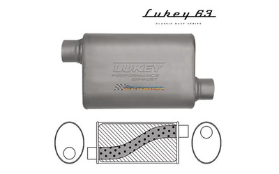 LUKEY 63 Aluminised Muffler 2.5" O/O 14" long 10 x 4.5 Megaflow      