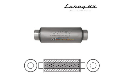 LUKEY 63 sports muffler 3"piping 16"long 6" round centre/centre