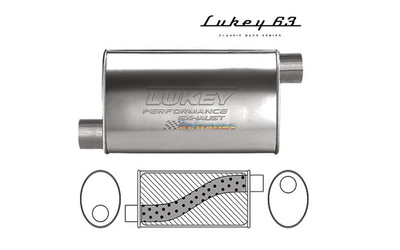 LUKEY 63 Stainless Muffler 2.25" C/C 14" long 10 x 4.5 Megaflow