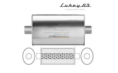 LUKEY 63 Stainless Muffler 2.25" C/C 14" long 10 x 4.5 Megaflow