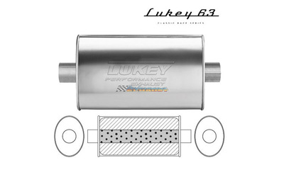 LUKEY 63 Stainless Muffler 2.25" C/C 14" long 10 x 4.5 Megaflow                      