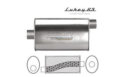 LUKEY 63 Stainless Muffler 2.5" O/C 14" long 10 x 4.5 Megaflow