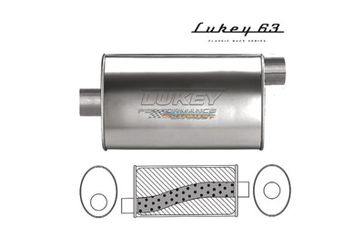 LUKEY 63 Stainless Muffler 2.5" O/C 14" long 10 x 4.5 Megaflow              