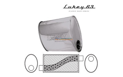LUKEY 63 Stainless Muffler 2.5" O/O 18" long 10 X 4 Oval Megaflow