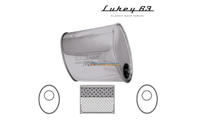 LUKEY 63 Stainless Muffler 2.5" O/O 11" long 10 X 4.5 Oval Megaflow