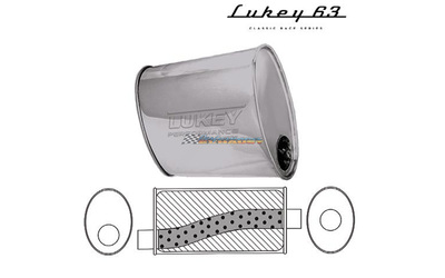 LUKEY 63 Stainless Muffler 3" O/C 16" long 10 X 4.5 Oval Megaflow