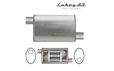 LUKEY 63 Aluminised muffler 2.25" O/O 14" long 10 x 4.1/2 Super turbo                 