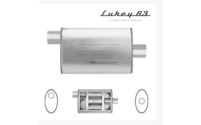 LUKEY 63 Aluminised muffler 2.5" O/C 14" long 10 x 4.1/2 Super turbo