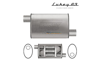 LUKEY 63 Aluminised muffler 2" O/O 14" long 10 x 4.1/2 Super turbo