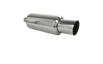 2" IN - 4" ANGLE CUT OUTLET 14" LONG STAINLESS UNIVERSAL SPORTS CANNON MUFFLER