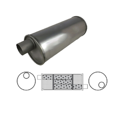 Universal Muffler 2.25" Offset/Offset RHR - 18" Long x 8" ROUND - Triflow