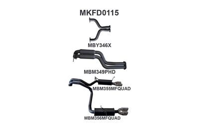 Ford Falcon BA BF XR8 V8 5.4L Sedan - Twin 2.5" Cat Back Exhaust L&R Exit