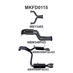 Ford Falcon BA BF XR8 V8 5.4L Sedan - Twin 2.5" Cat Back Exhaust L&R Exit