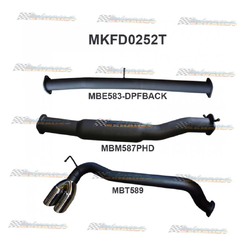 Ford Ranger PX 3.2LT with DPF 2016-on 3 inch exhaust with resonator DPF back