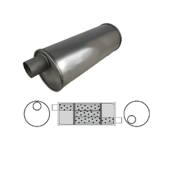 Universal Muffler 1.75" Offset/Offset LHR - 12" Long x 6" ROUND - Triflow