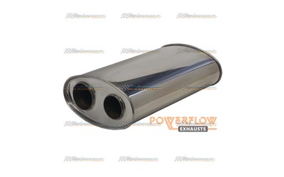 Powerflow Stainless muffler 3" inlet and twin 2.5"out each side