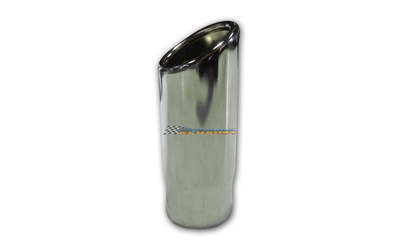 2" INLET 2.5" OUTLET ROLLED END ANGLE CUT BLUE DIAMOND CHROME EXHAUST TIP