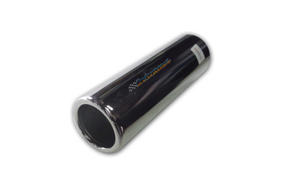 CHROME EXHAUST TIP 1.5/8" ROLLED END STRAIGHT CUT BLUE DIAMOND